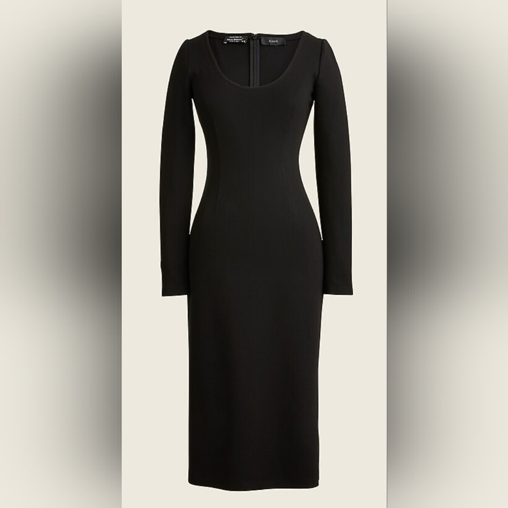 Long-sleeve scoopneck dress in Italian ponte